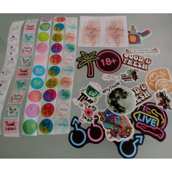 Lot of 72 Thank You Stickers + 35 Thank You Cards & Other For Sellers New - Picture 1 of 7